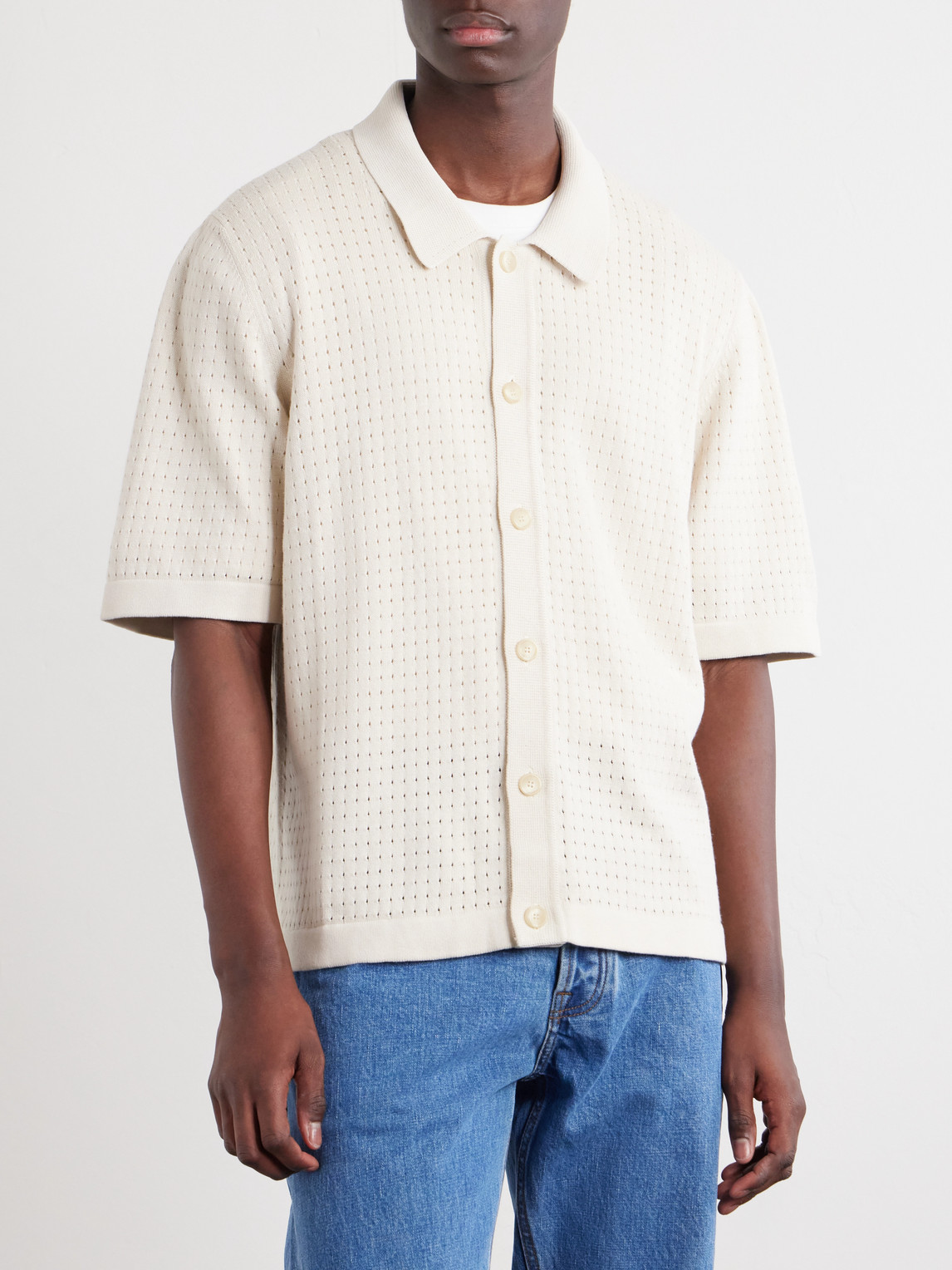 Pointelle-Knit Organic Cotton Shirt