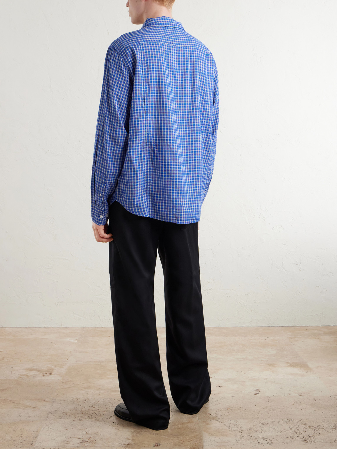 Bruce Button-Down Collar Checked Cotton-Blend Poplin Shirt