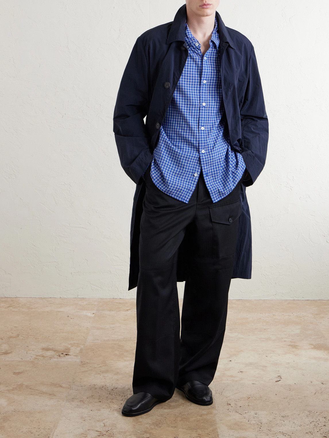 Bruce Button-Down Collar Checked Cotton-Blend Poplin Shirt