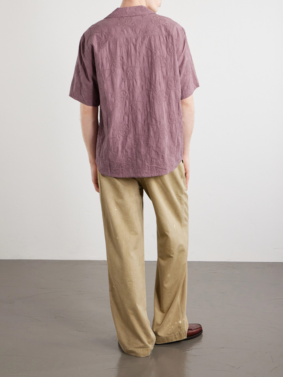 Camp Collar Paisley-Embroidered Cotton Shirt