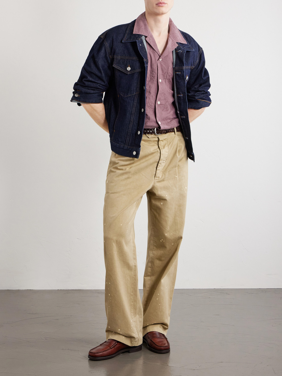Camp Collar Paisley-Embroidered Cotton Shirt