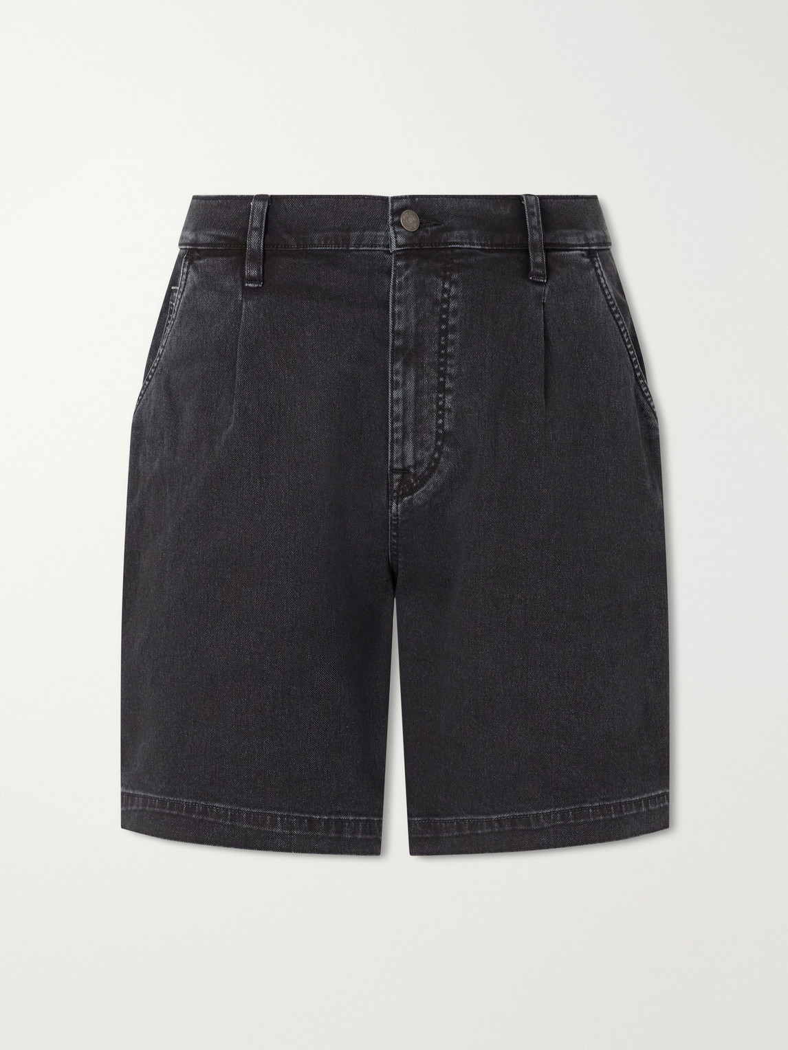 Corridor Spring Wide-leg Stretch-cotton Denim Shorts In Black
