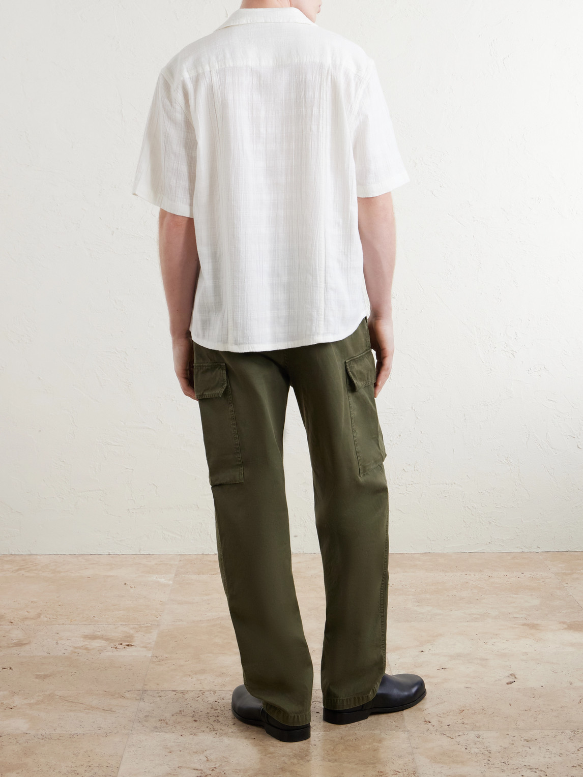 Convertible-Collar Checked Cotton Shirt