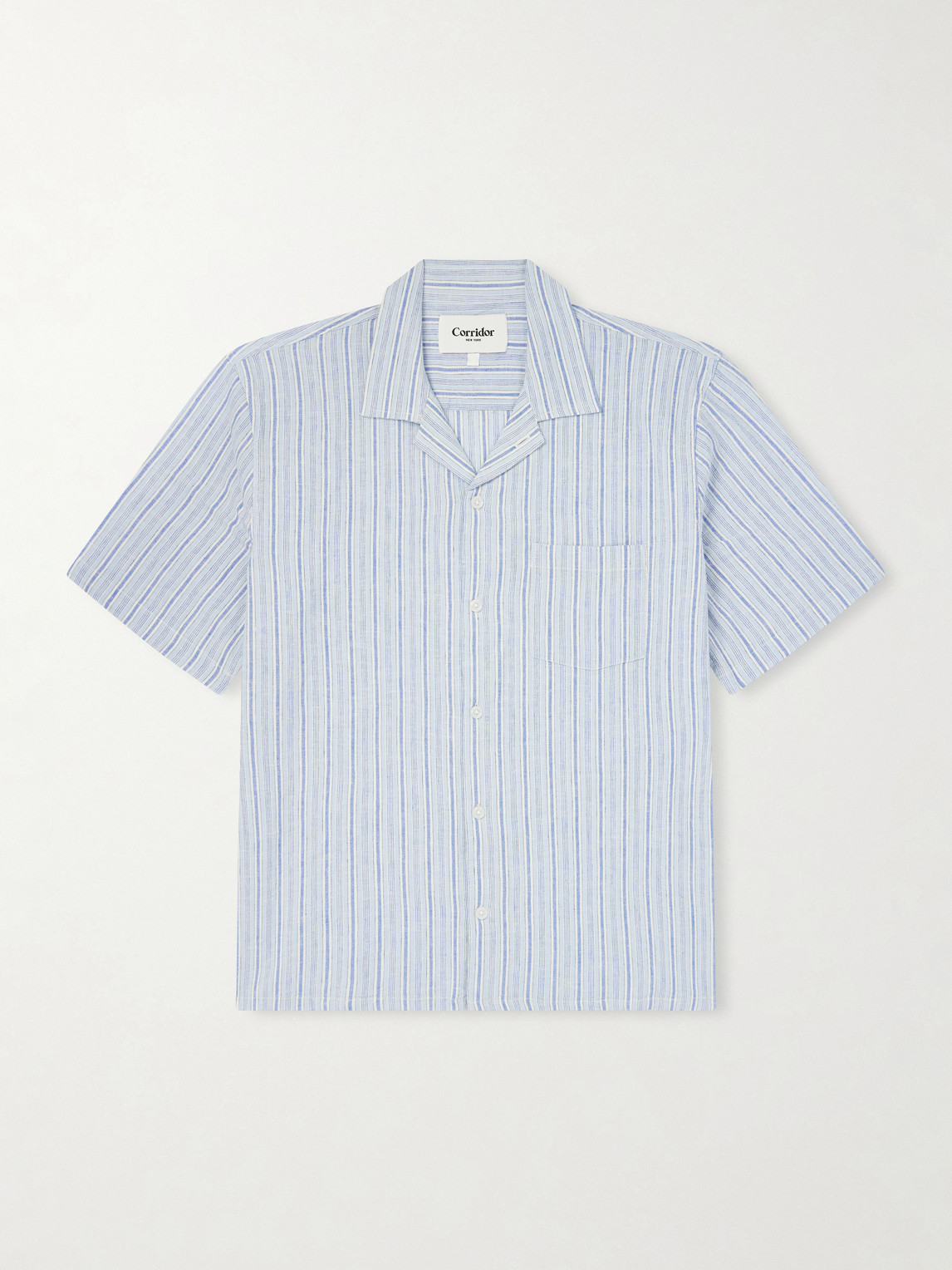Corridor Convertible-Collar Striped Cotton and Linen-Blend Shirt - Men
