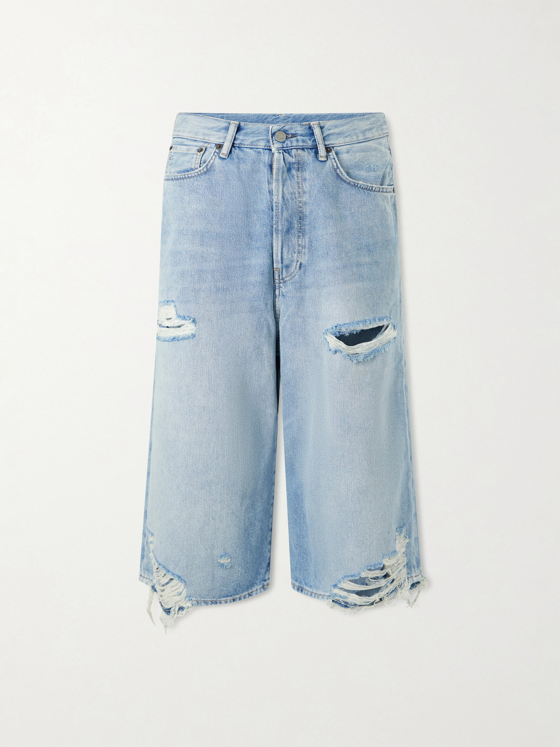 Acne Studios Wide-Leg Distressed Denim Shorts - Men
