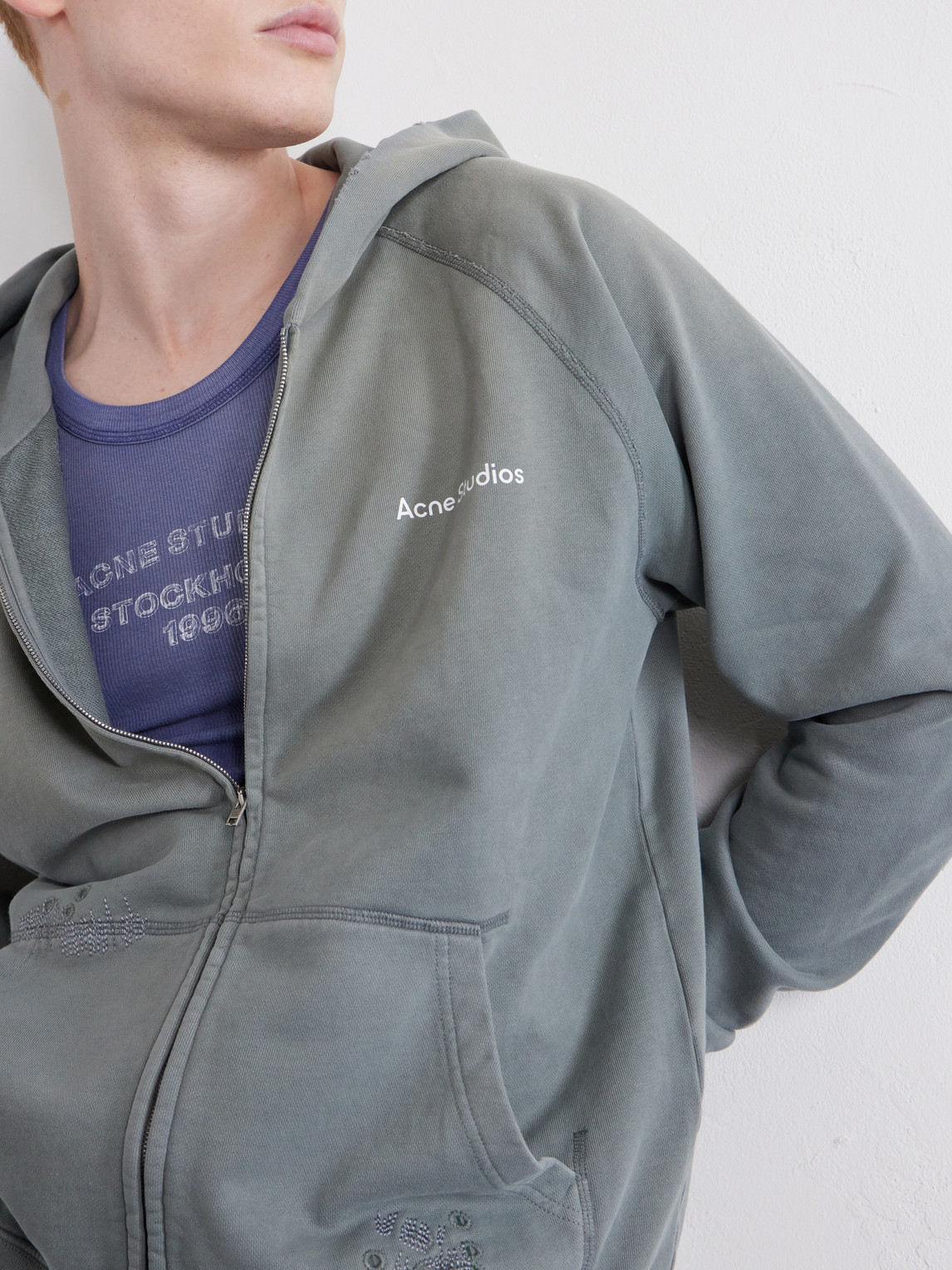 Fupiter Logo-Print Embroidered Cotton-Jersey Hoodie