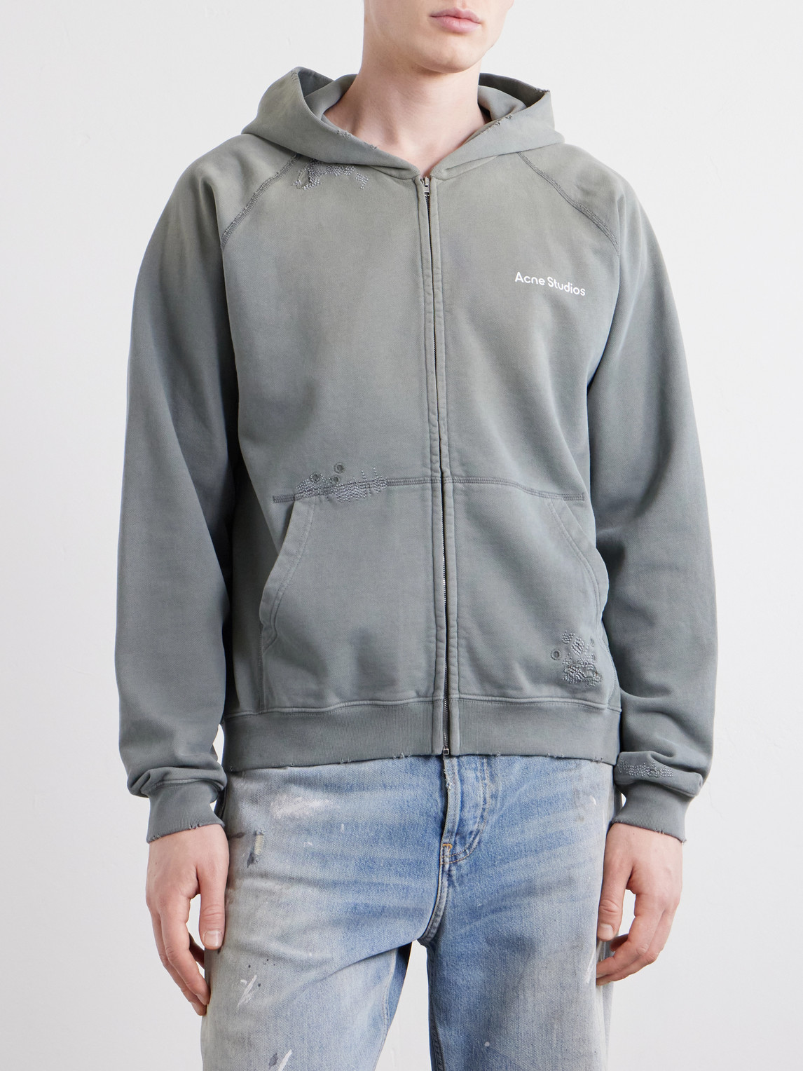 Fupiter Logo-Print Embroidered Cotton-Jersey Hoodie