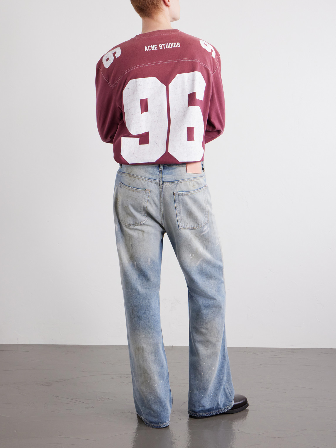 Stain-Printed Straight-Leg Cotton Jeans