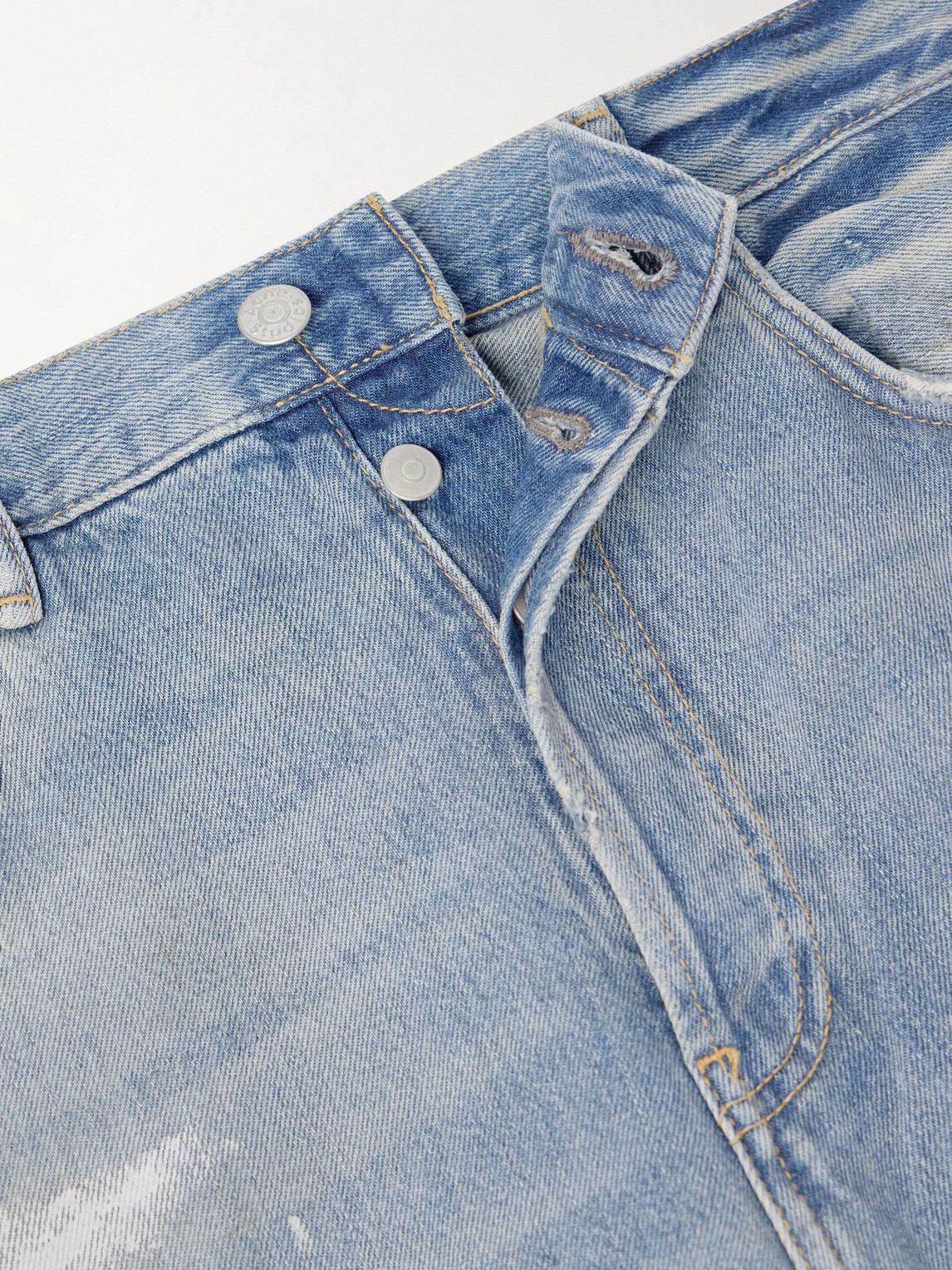 Stain-Printed Straight-Leg Cotton Jeans