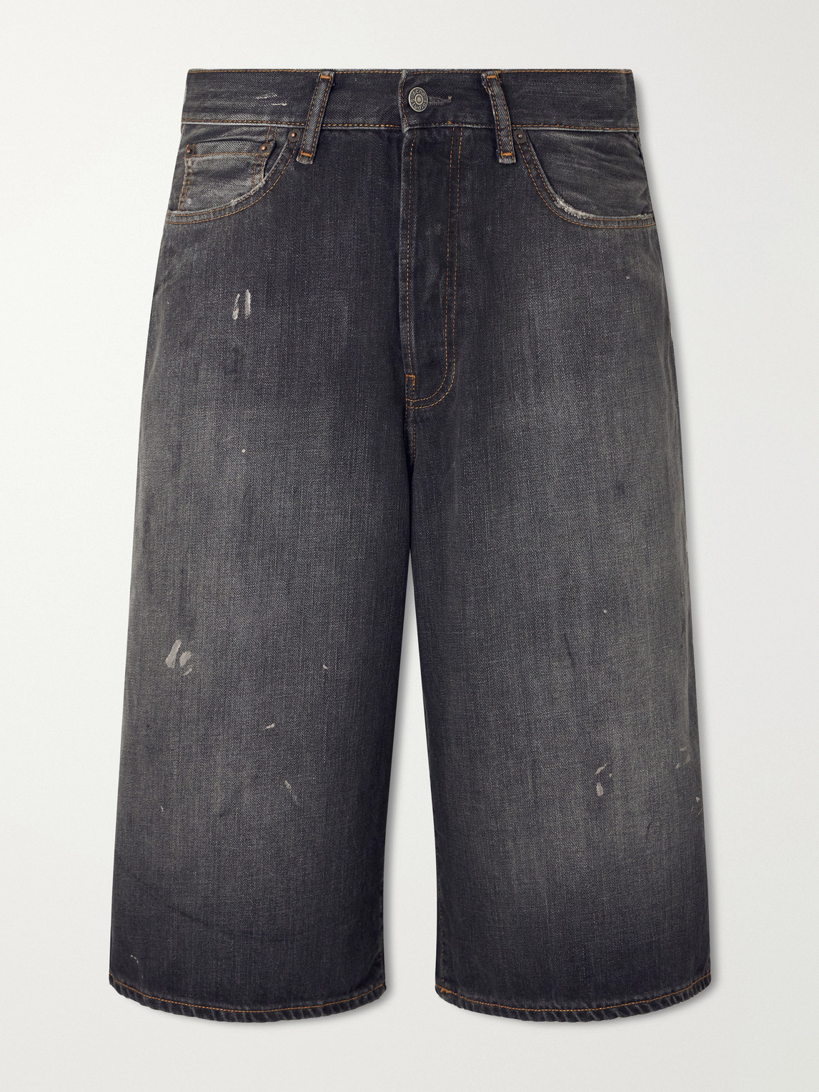 Acne Studios Cotton Denim Shorts In Gray