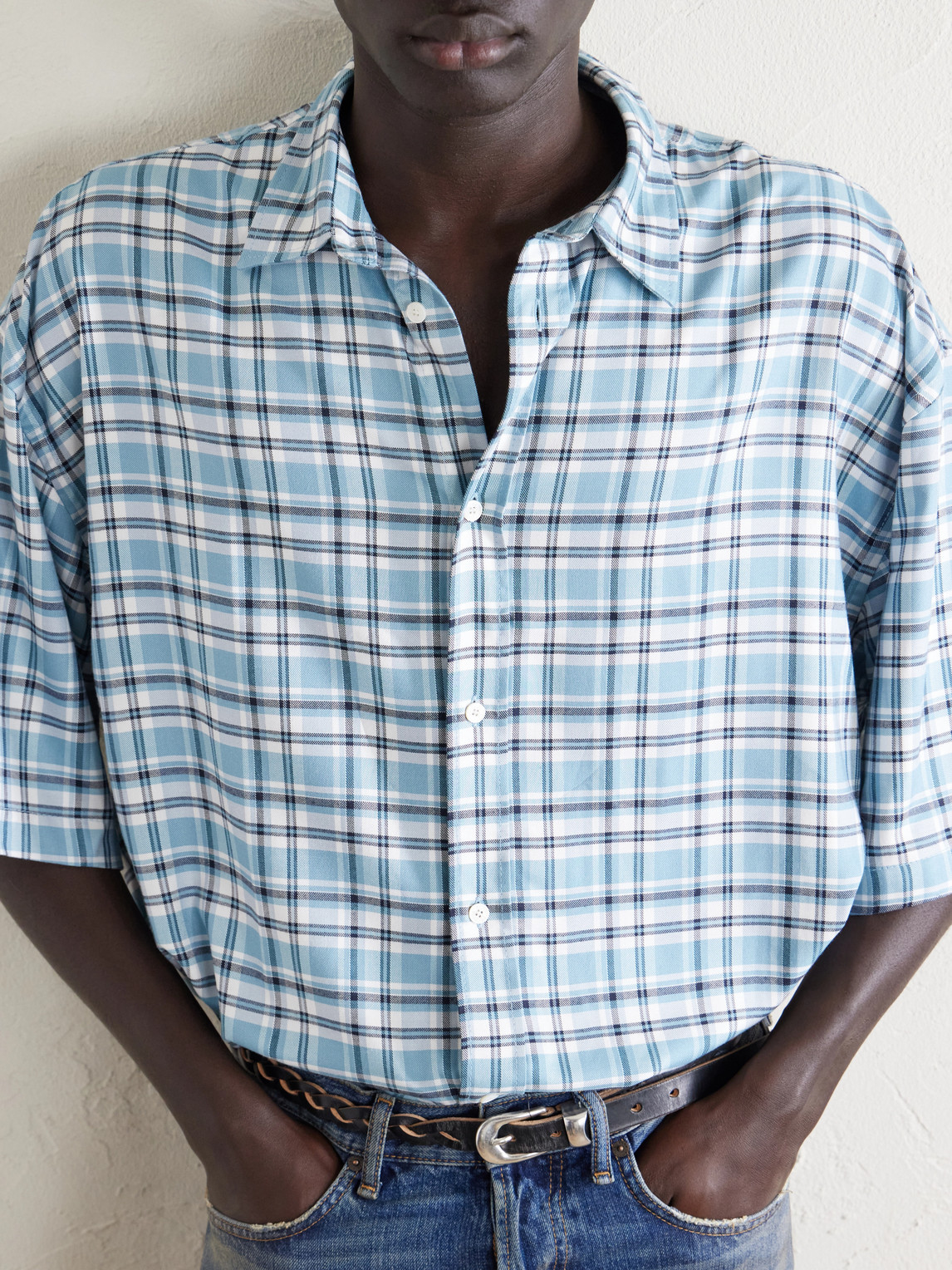Acne Studios Oversized Checked Woven Shirt In Multi