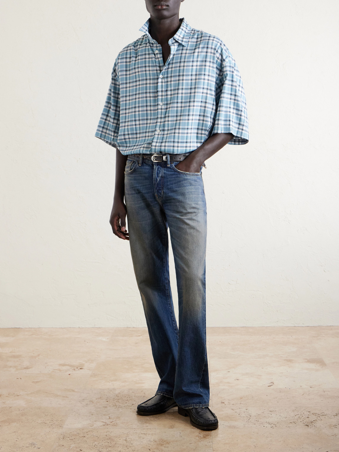 Acne Studios Oversized Checked Woven Shirt In Multi