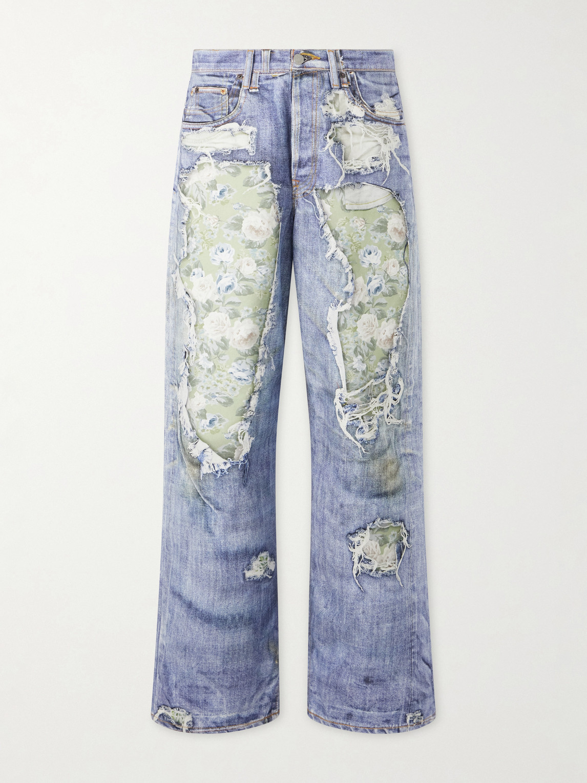 Acne Studios Wide-Leg and Rose-Printed Cotton Jeans - Men