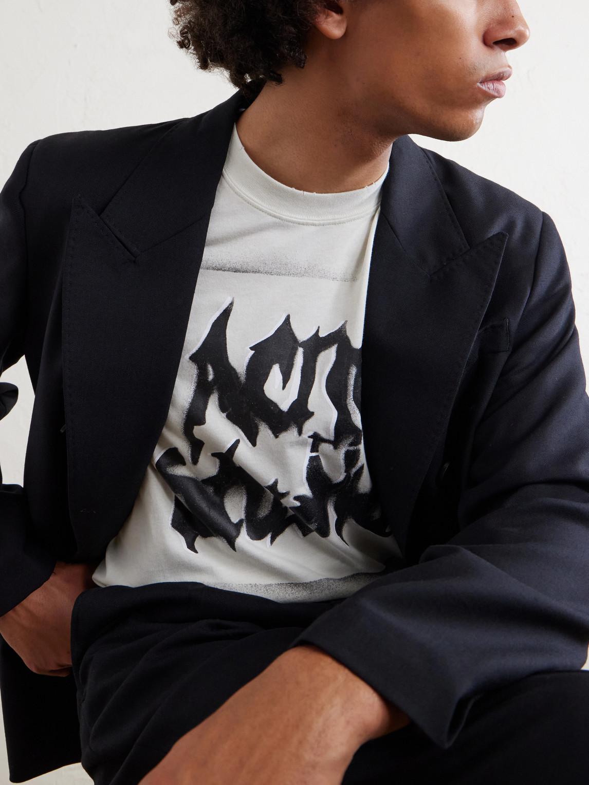 Logo-Print Distressed Cotton-Blend Jersey T-Shirt