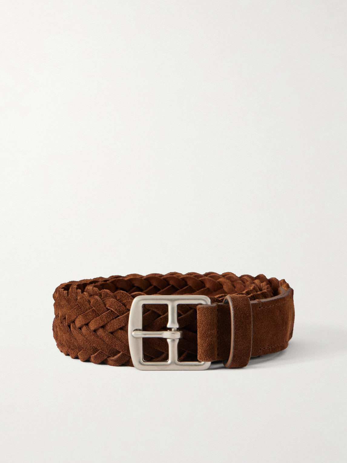 Officine Creative 3cm Woven Suede Belt In Brown