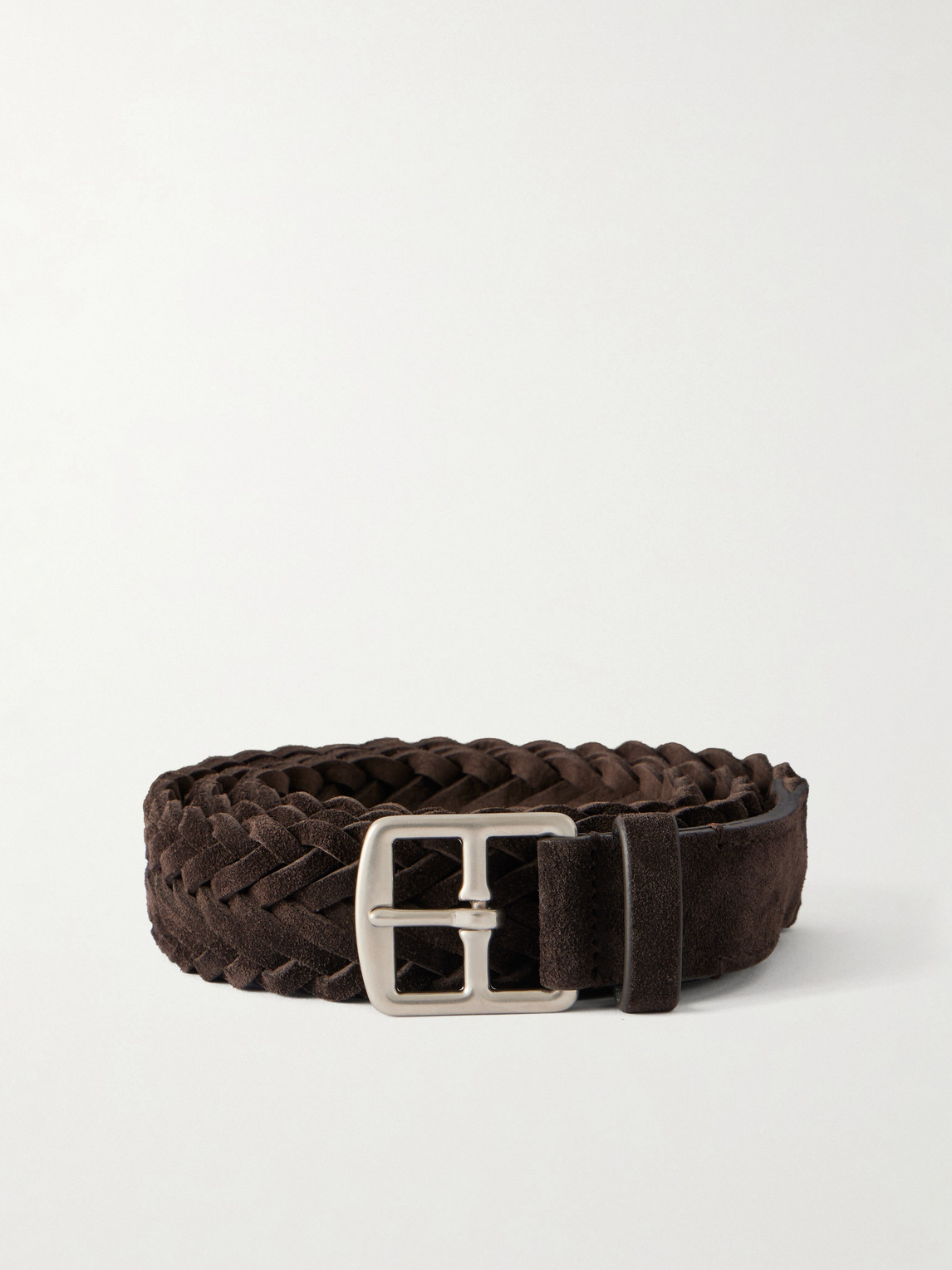 Officine Creative 3cm Woven Suede Belt In Brown