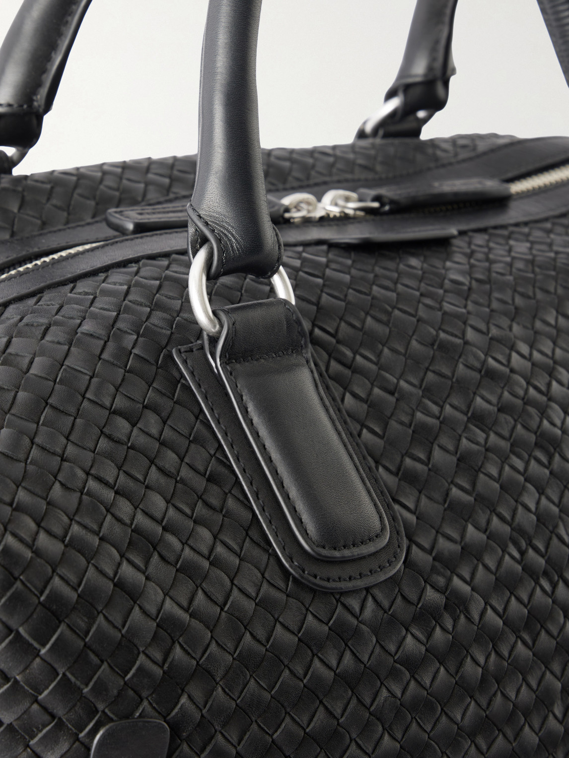 Officine Creative Woven Leather Weekend Bag In Black