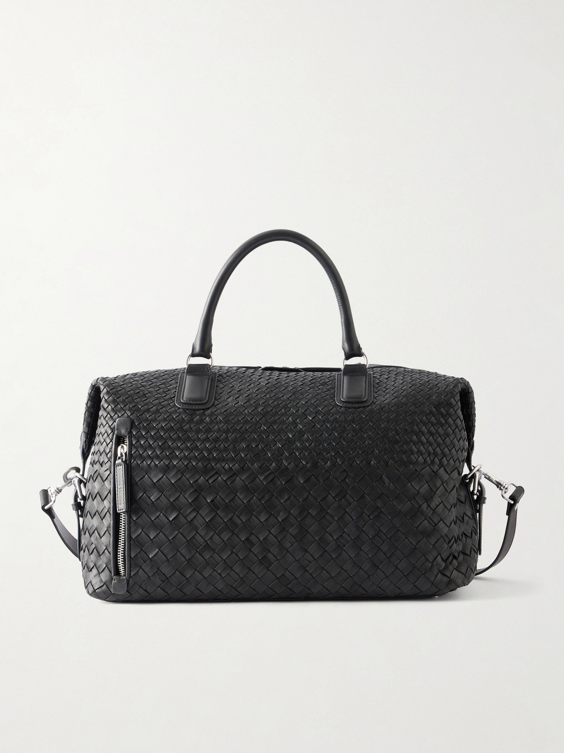 Officine Creative Woven Leather Weekend Bag In Black