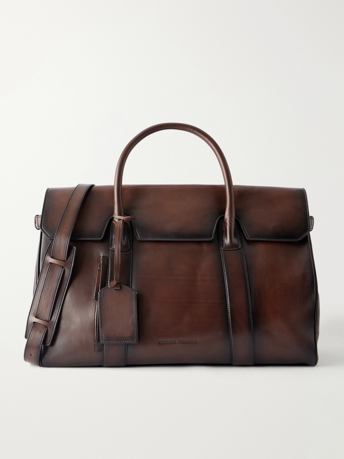 Officine Creative Bostonian 001 Leather Weekend Bag In Brown