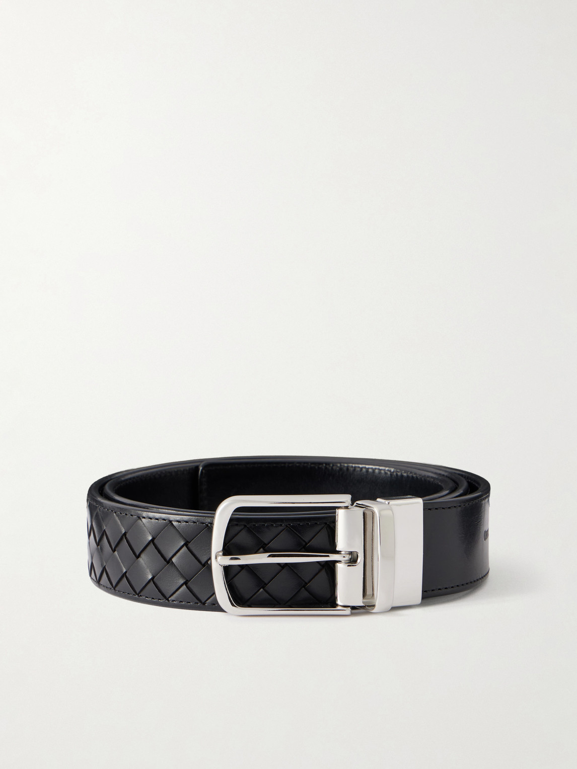 Officine Creative 4cm Woven Leather Belt In Black