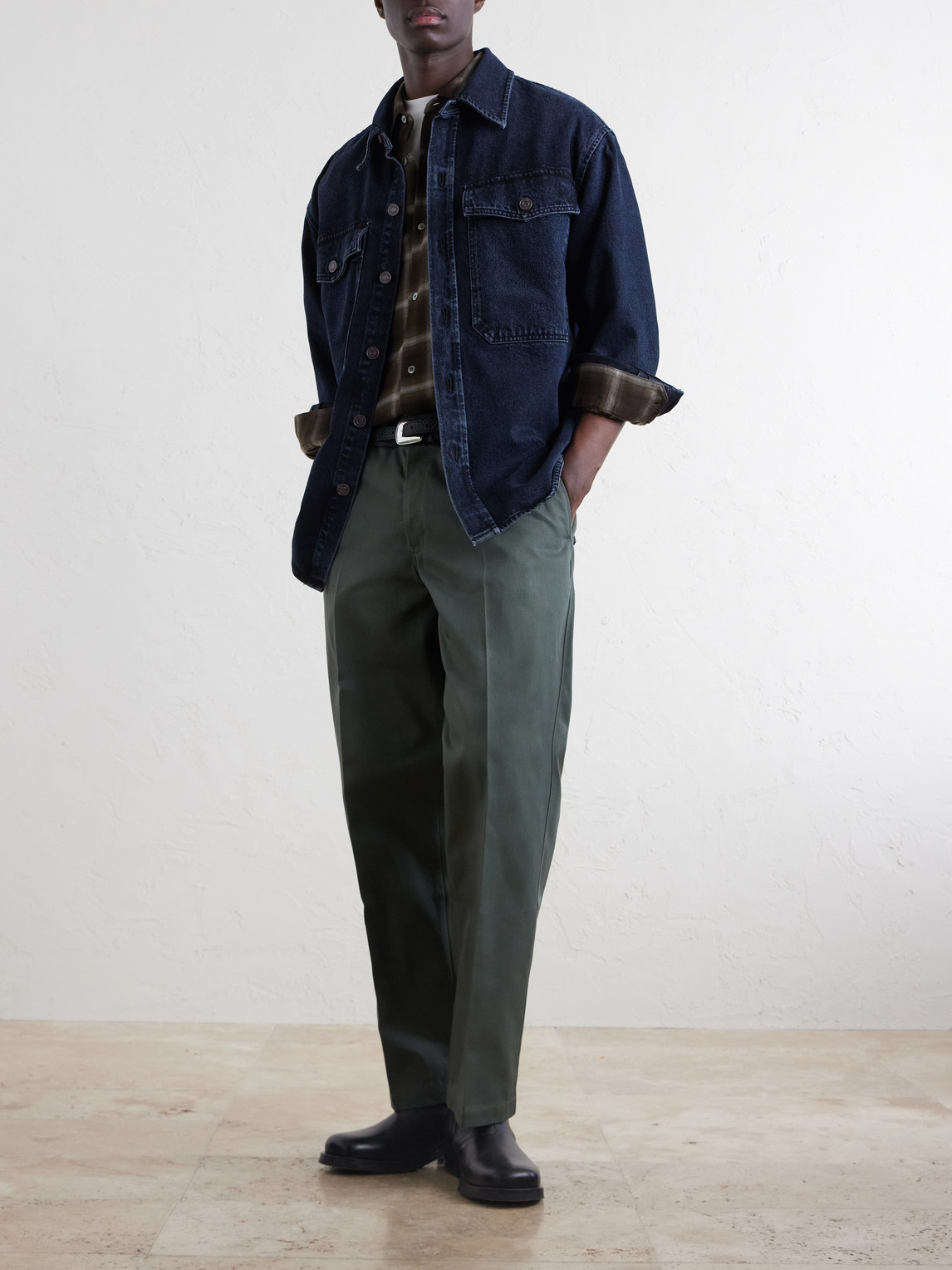 Straight-Leg Twill Trousers
