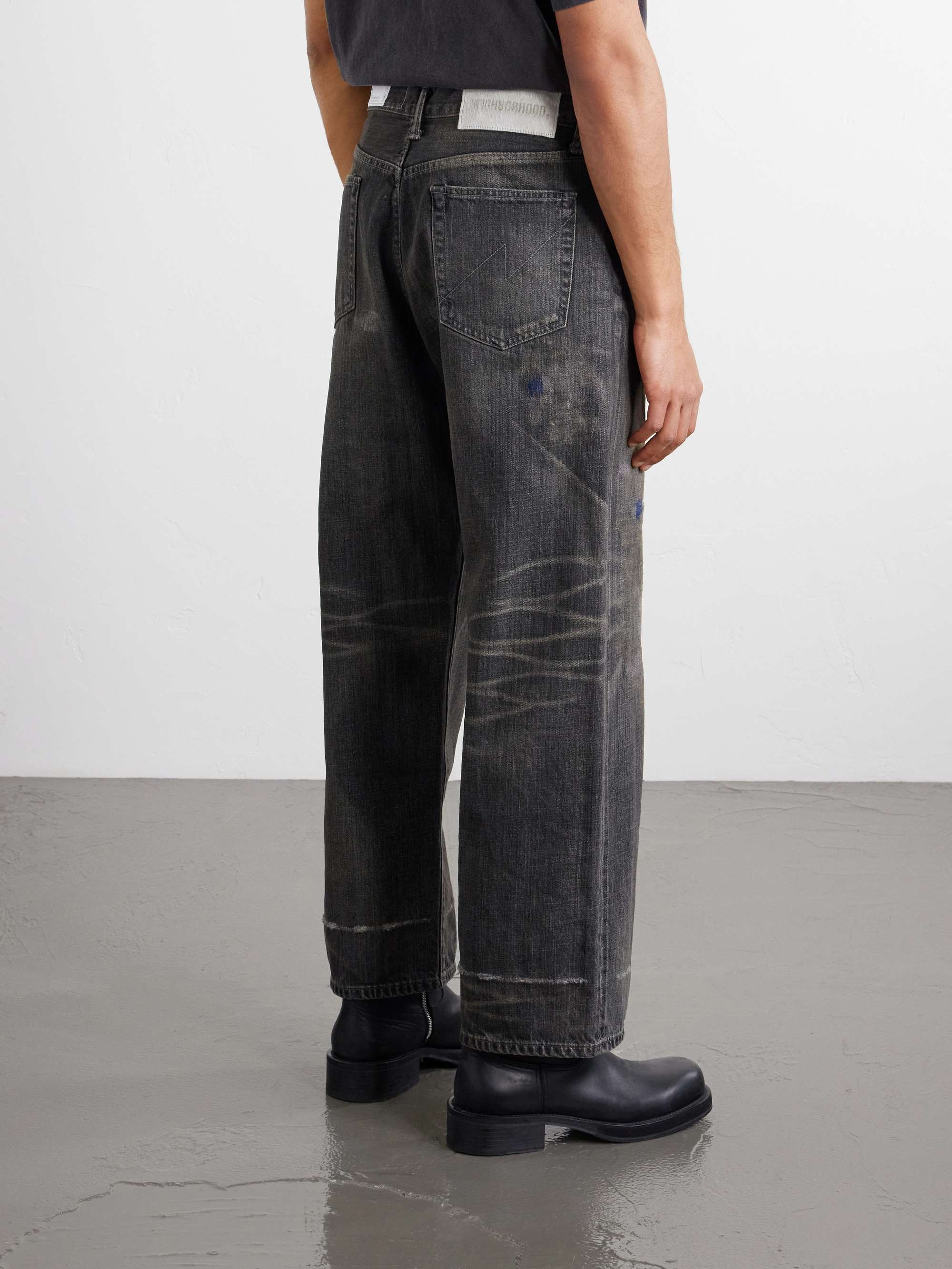 NEIGHBORHOOD Savage Wide-Leg Bead-Embellished Distressed Jeans for