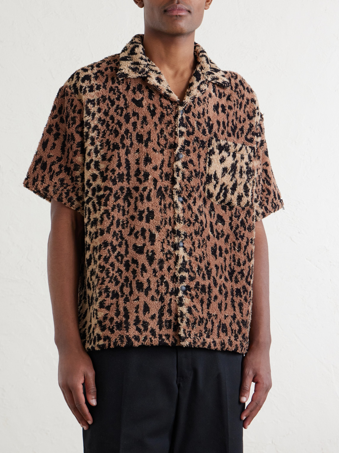 Hippopotamus Leopard-Print Cotton-Blend Terry Shirt