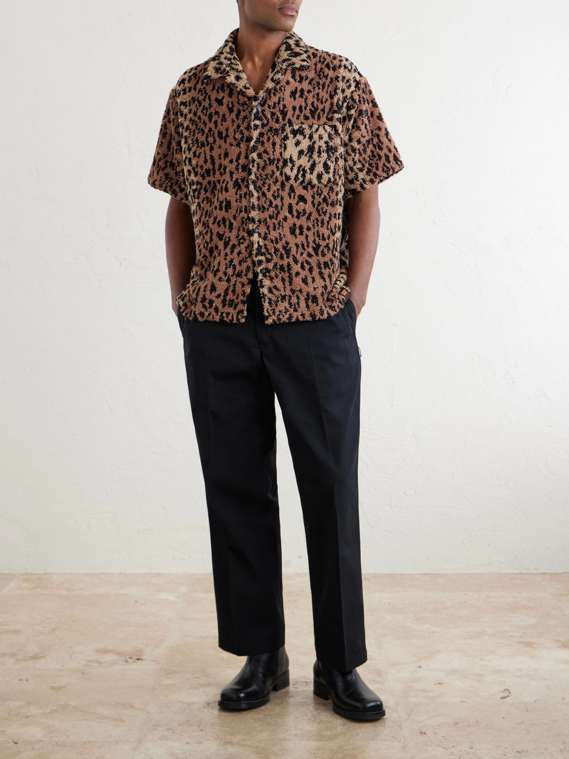 Hippopotamus Leopard-Print Cotton-Blend Terry Shirt