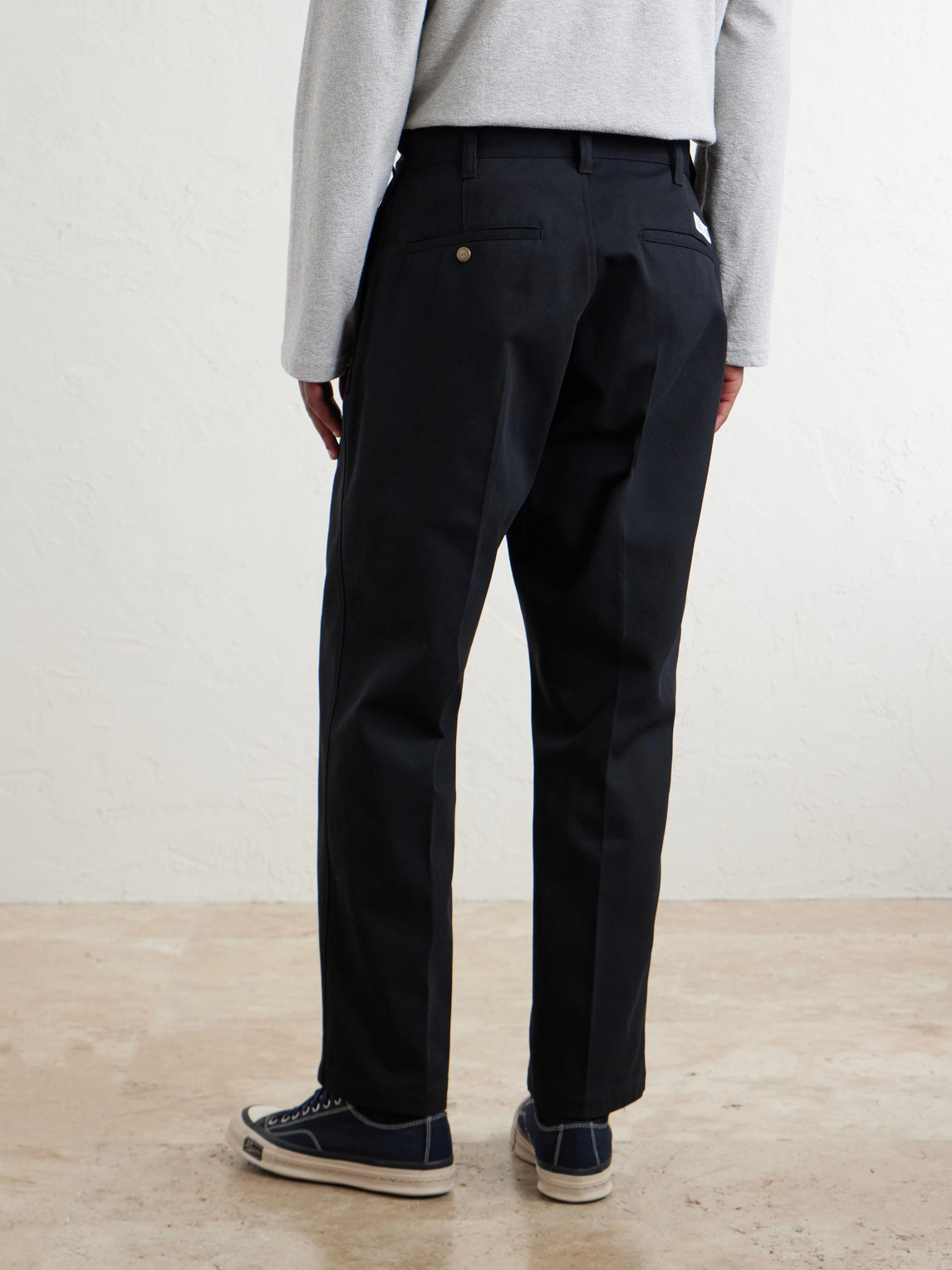 Wide-Leg Twill Trousers