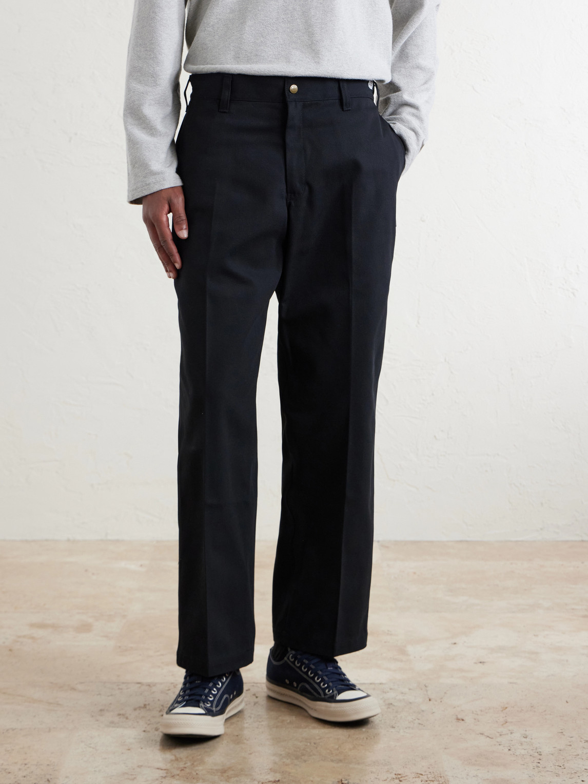 Wide-Leg Twill Trousers