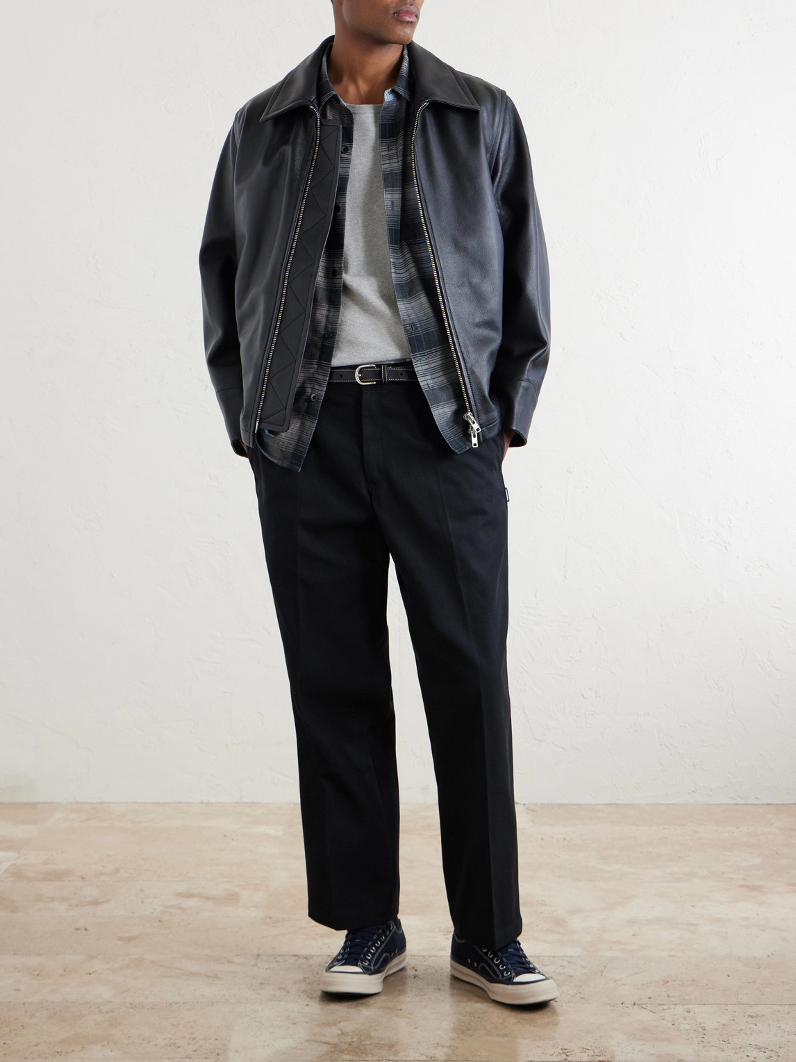 Wide-Leg Twill Trousers