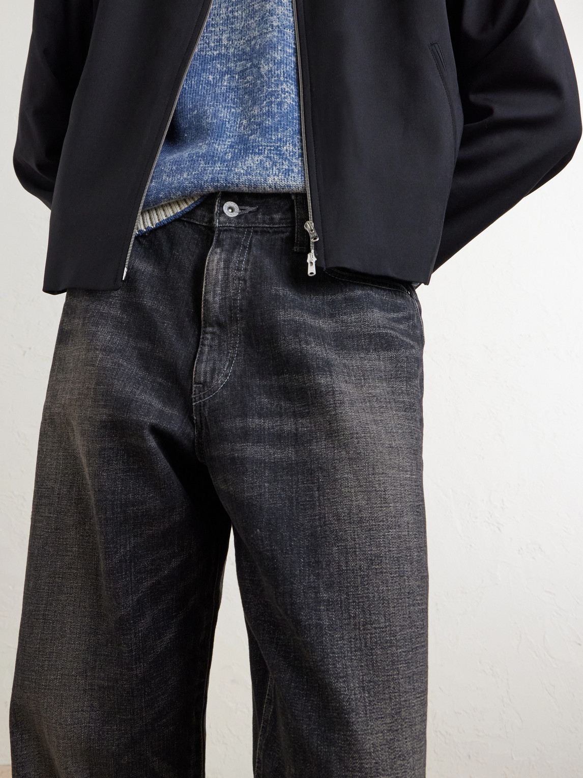 Washed Wide-Leg Jeans