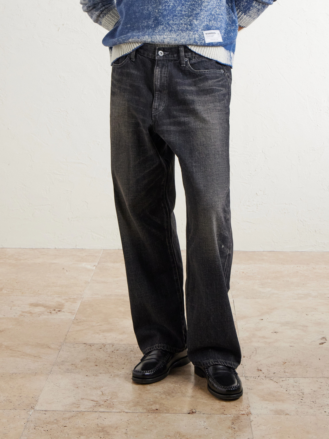 Washed Wide-Leg Jeans