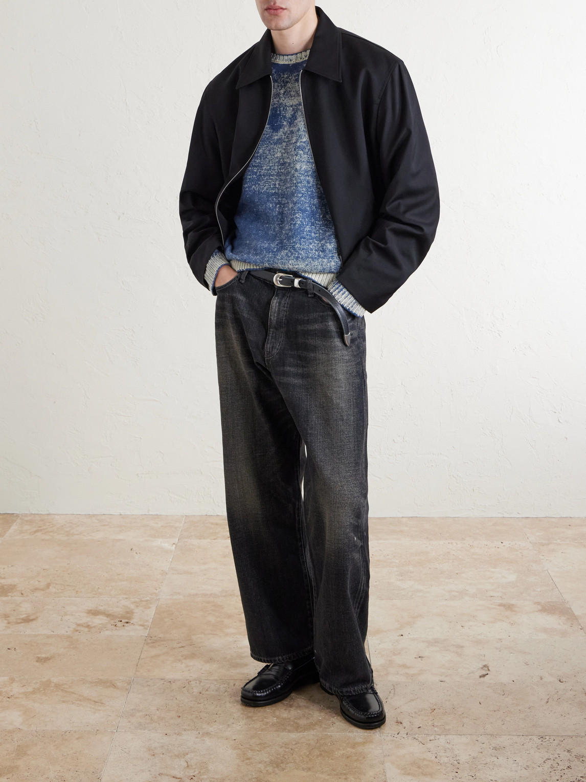 Washed Wide-Leg Jeans