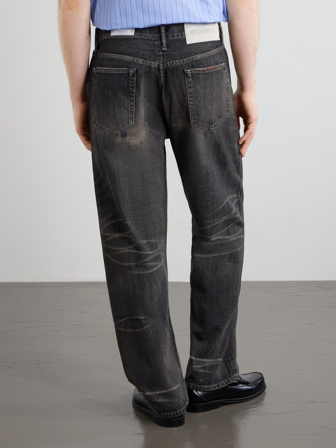 Savage Straight -Leg Bead-Embellished Distressed Jeans