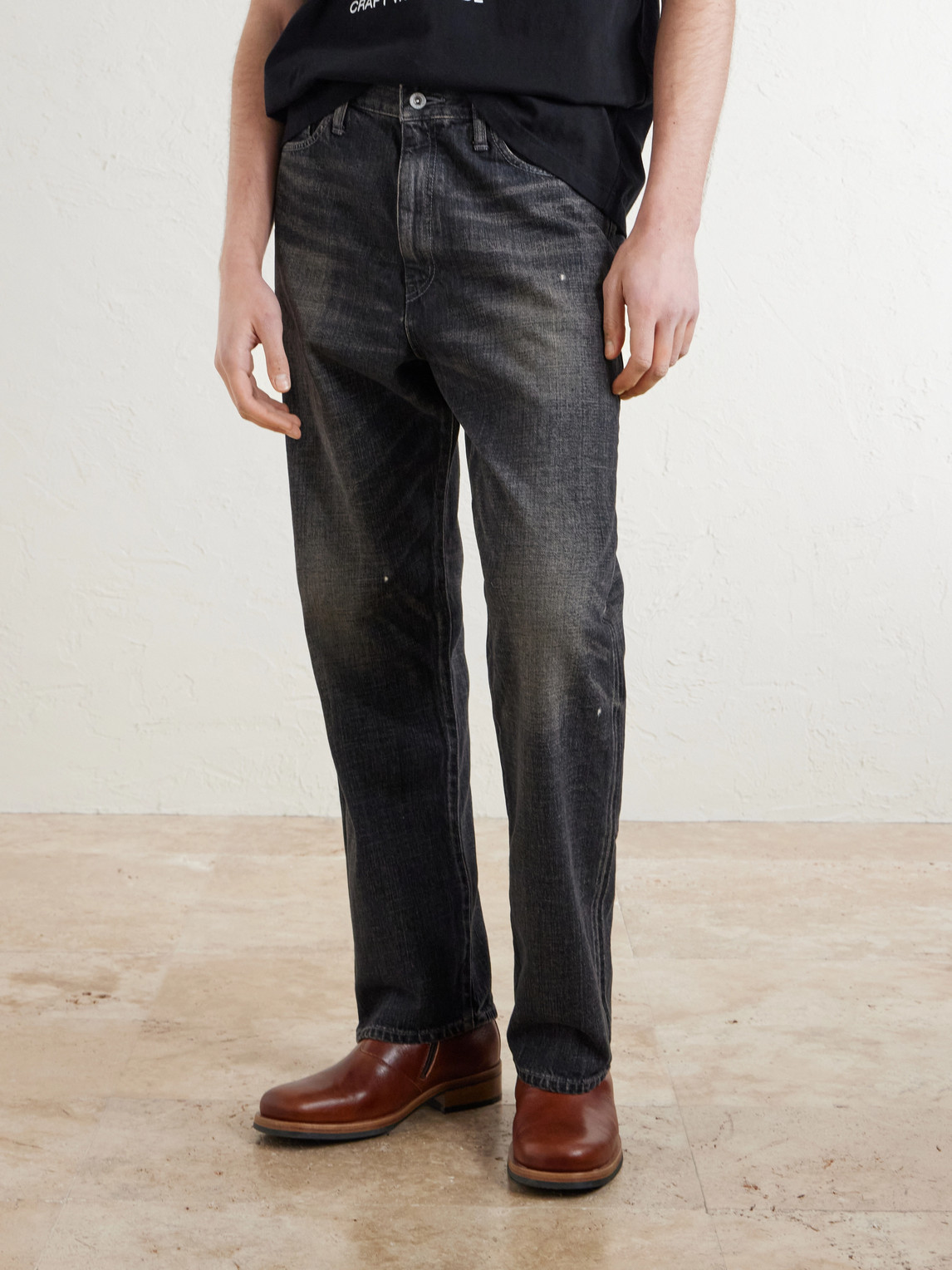 Washed Straight-Leg Denim