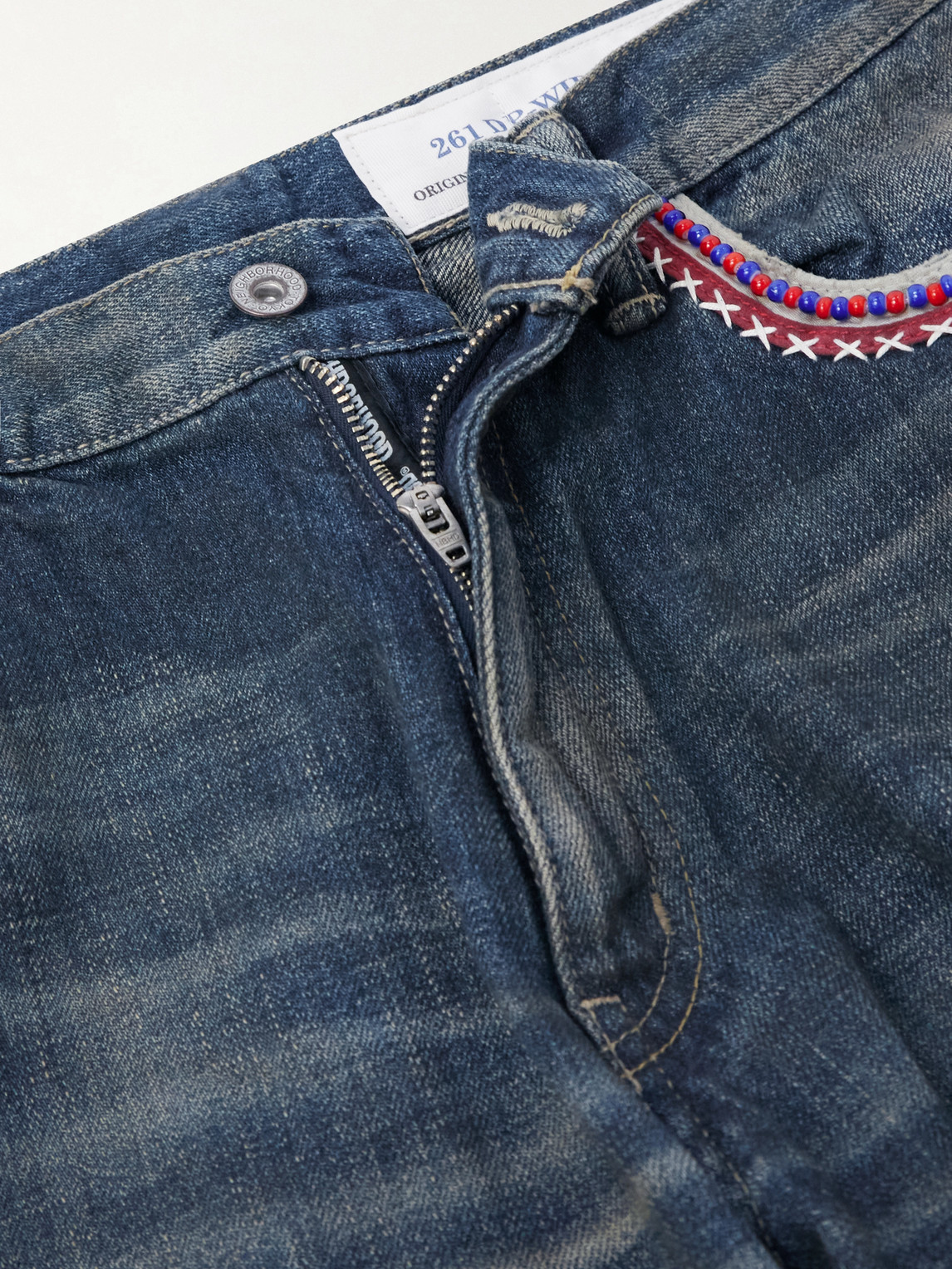 Savage Wide-Leg Bead-Embellished Distressed Jeans