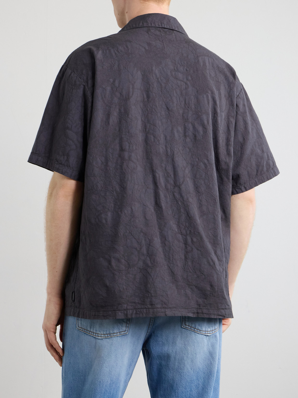Camp-Collar Cotton-Jacquard Shirt