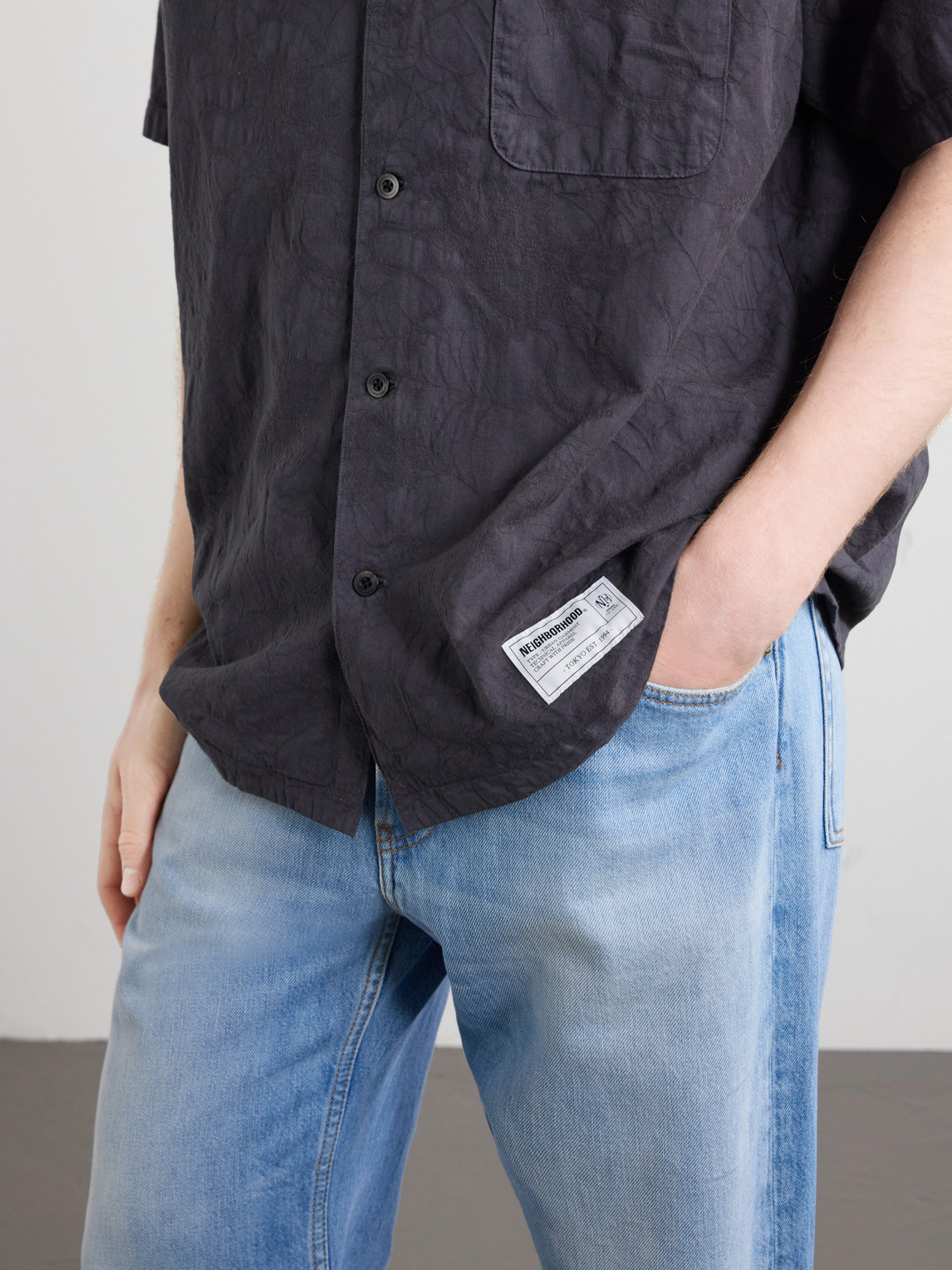 Camp-Collar Cotton-Jacquard Shirt