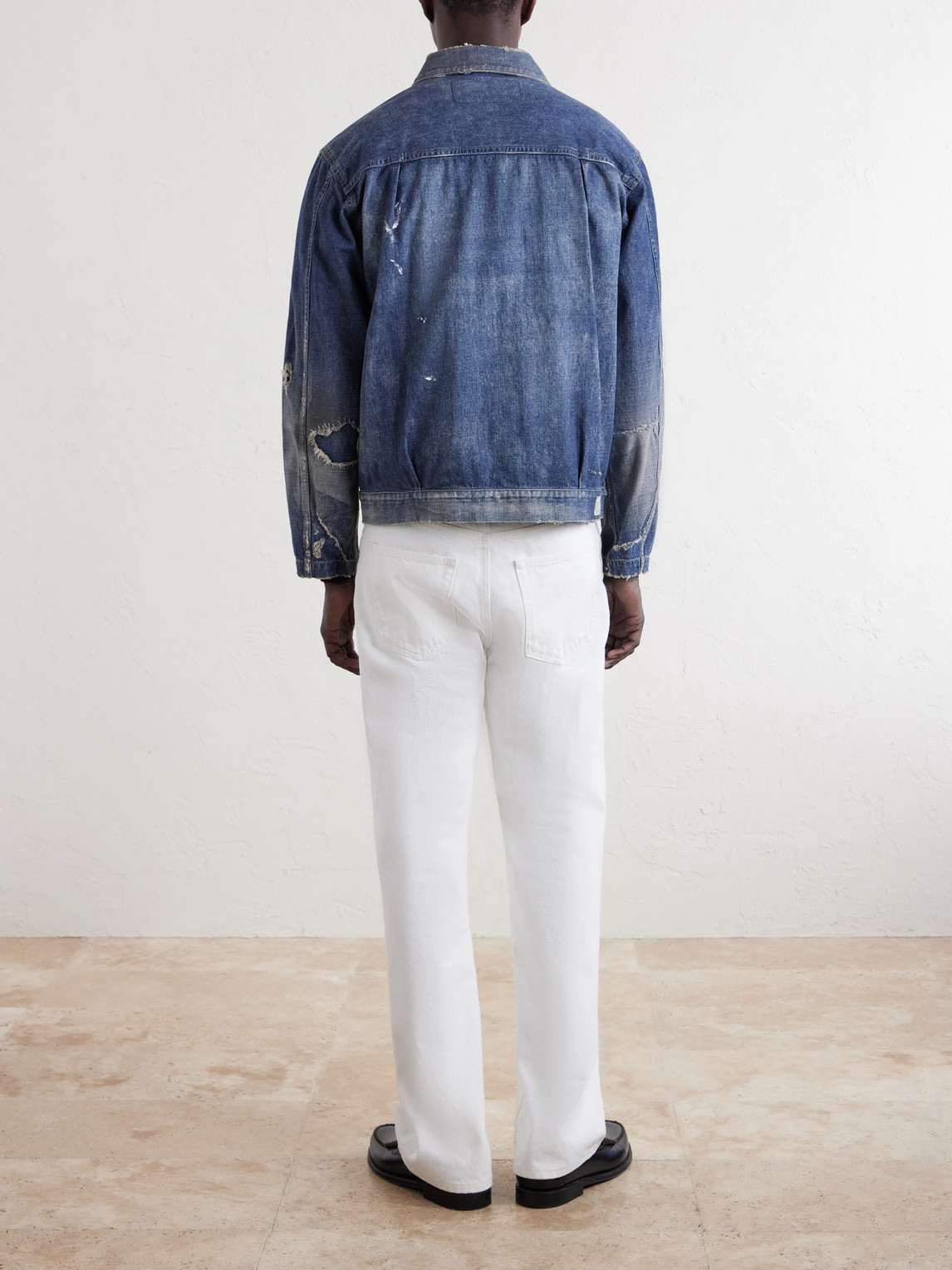  Neighborhood - Distressed Denim Jacket - Men - Blue - S 