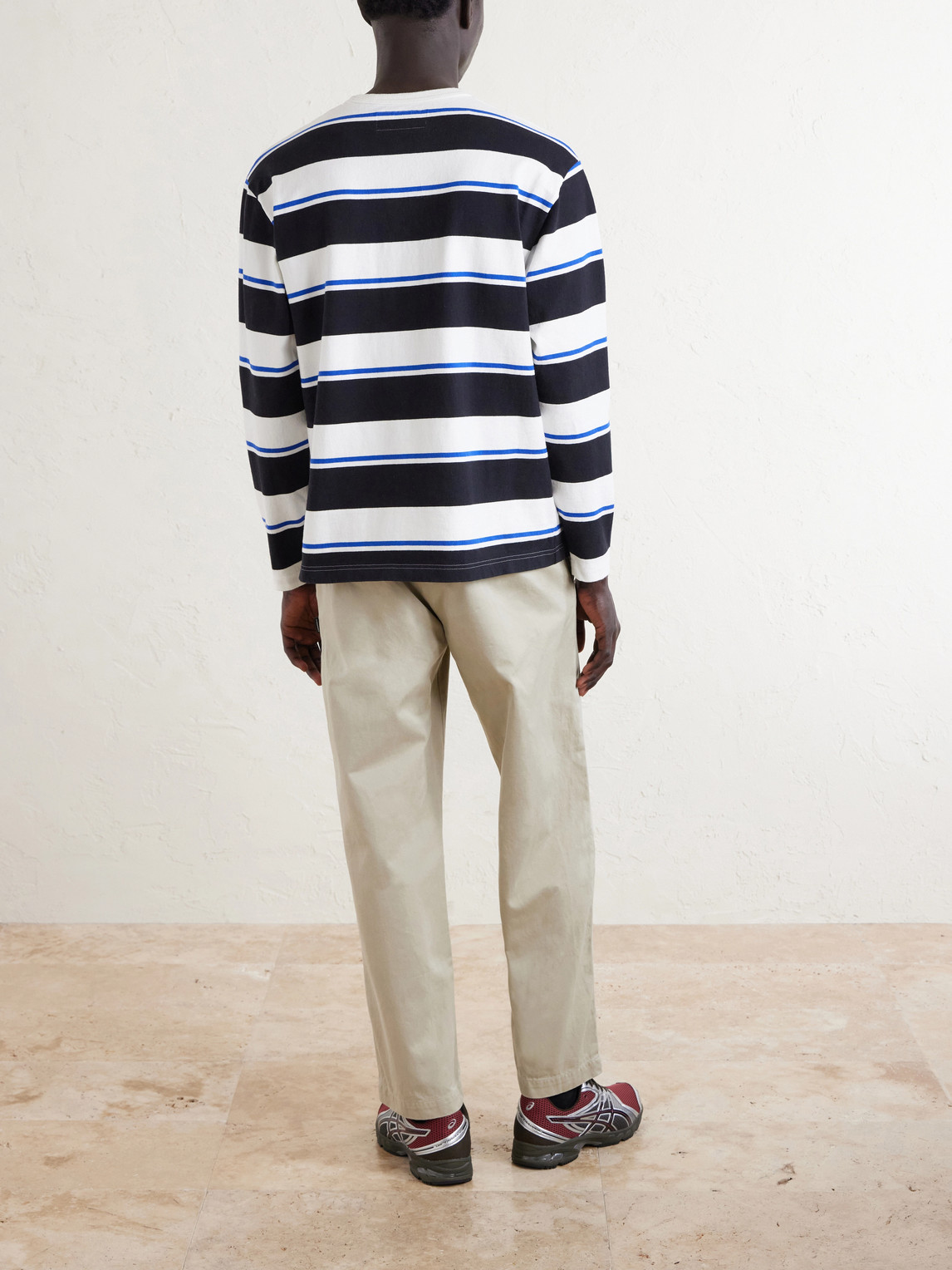 Logo-Embroidered Striped Cotton-Jersey Sweater