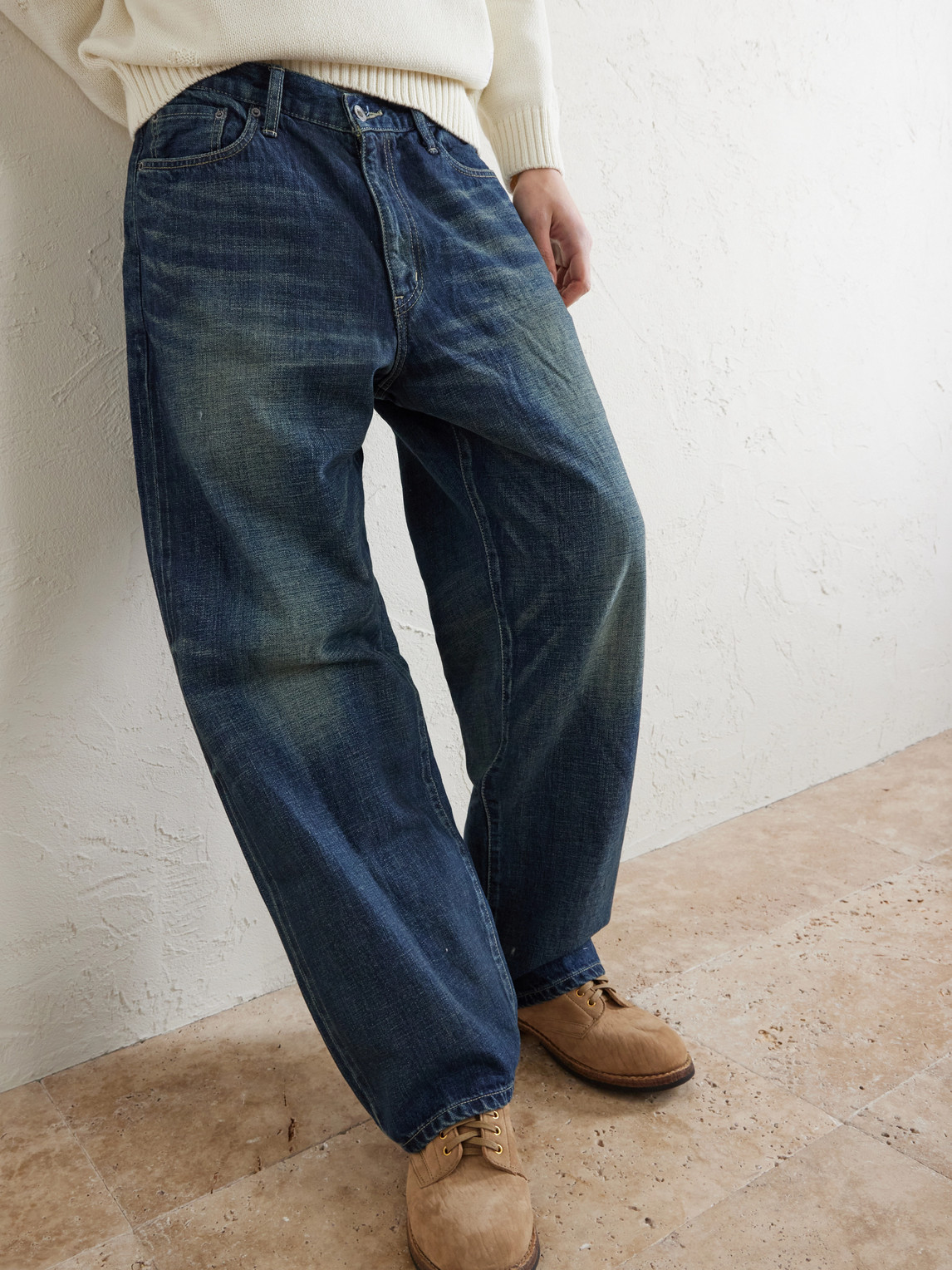 Washed Wide-Leg Jeans