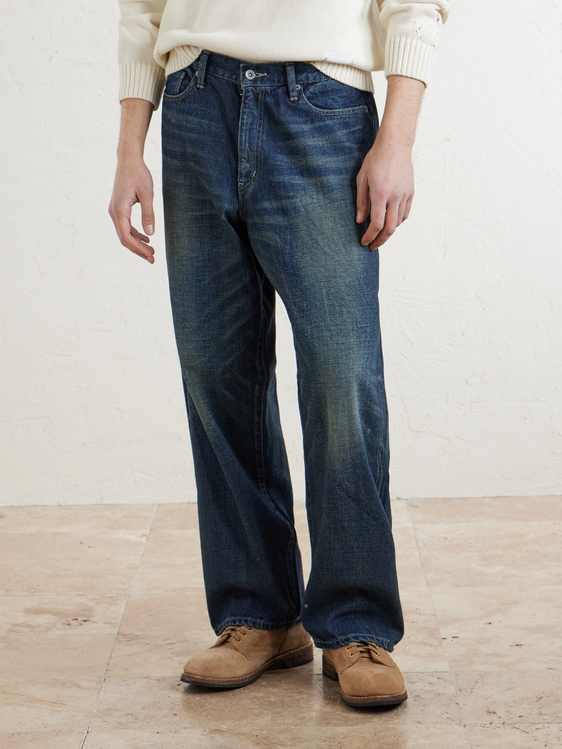 Washed Wide-Leg Jeans