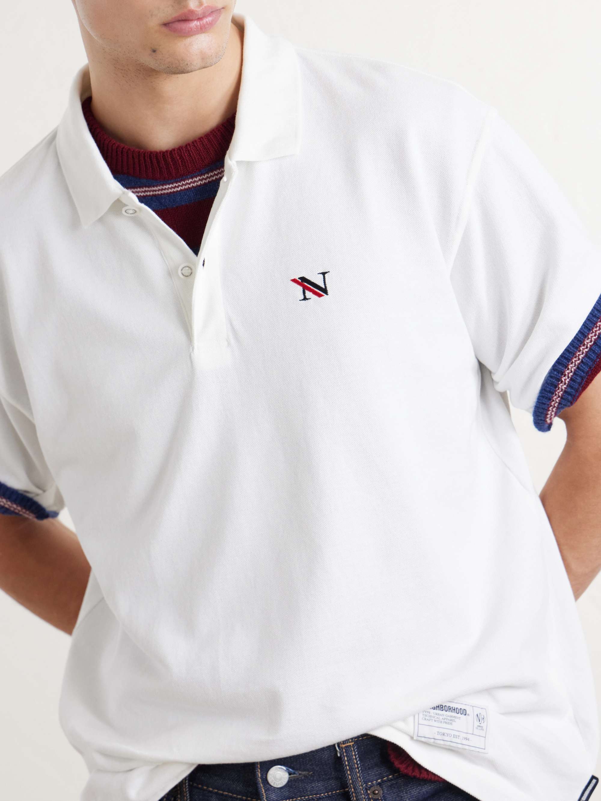 NEIGHBORHOOD Logo-Appliquéd Embroidered Cotton-Piqué Polo Shirt 