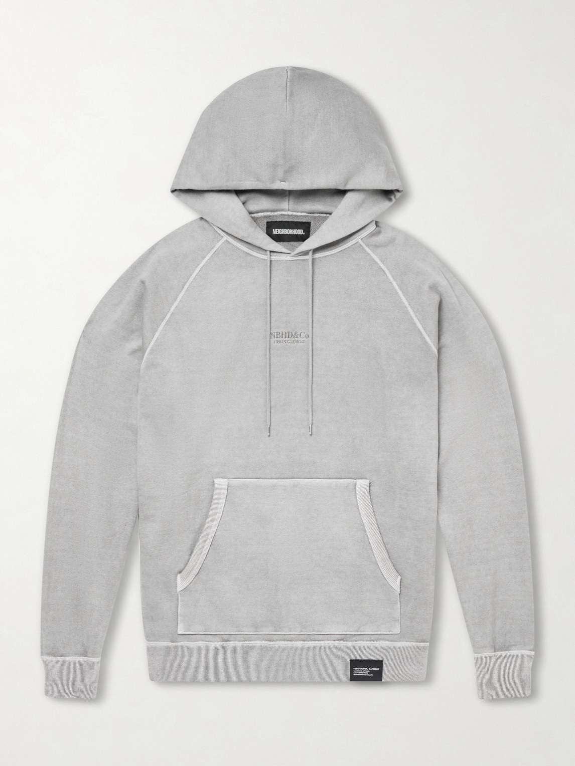 Neighborhood Logo-Embroidered Pigment-Dyed Cotton-Jersey Hoodie - Men