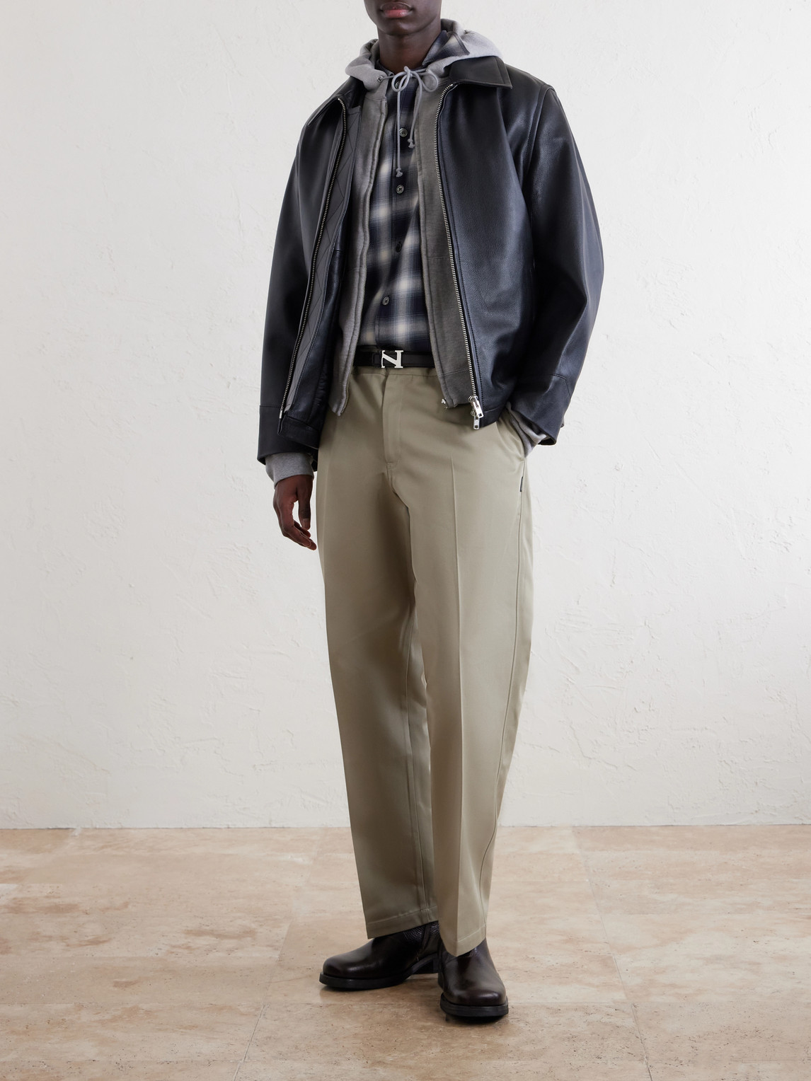 Straight-Leg Twill Trousers
