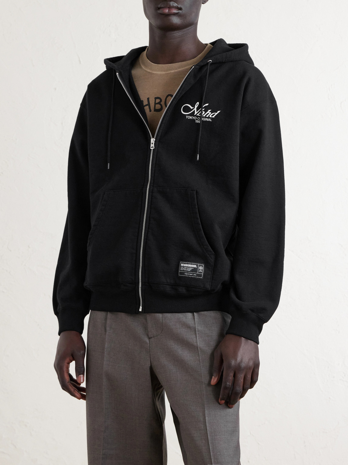 Staple Logo-Print Cotton-Fleece Zip-Up Hoodie