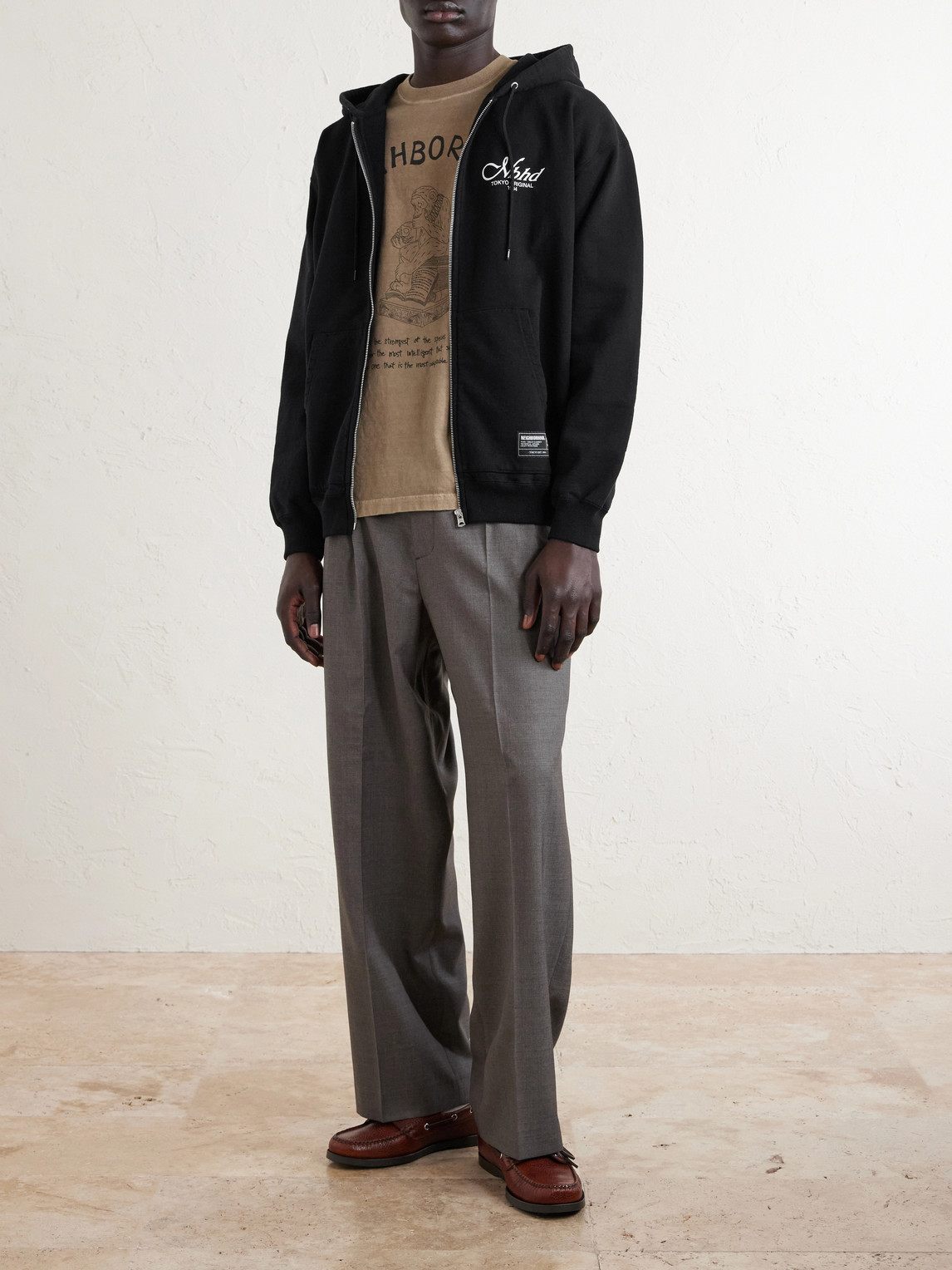 Staple Logo-Print Cotton-Fleece Zip-Up Hoodie