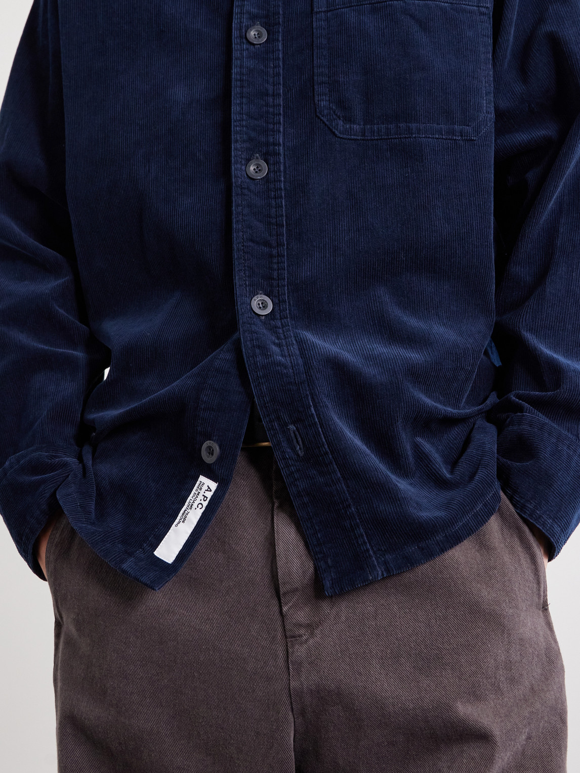 A.P.C. - Basile Logo-Embroidered Cotton-Corduroy Shirt