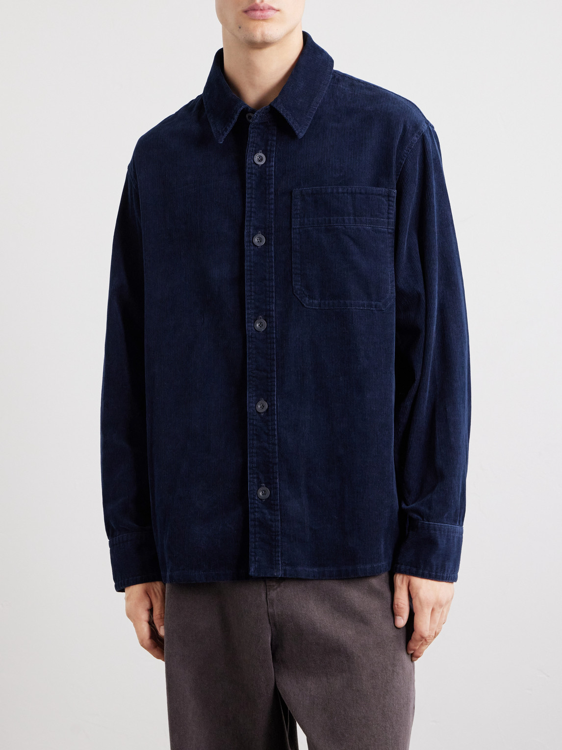 A.P.C. - Basile Logo-Embroidered Cotton-Corduroy Shirt